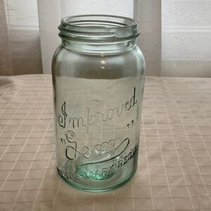 EGO Embossed Green Glass Jar